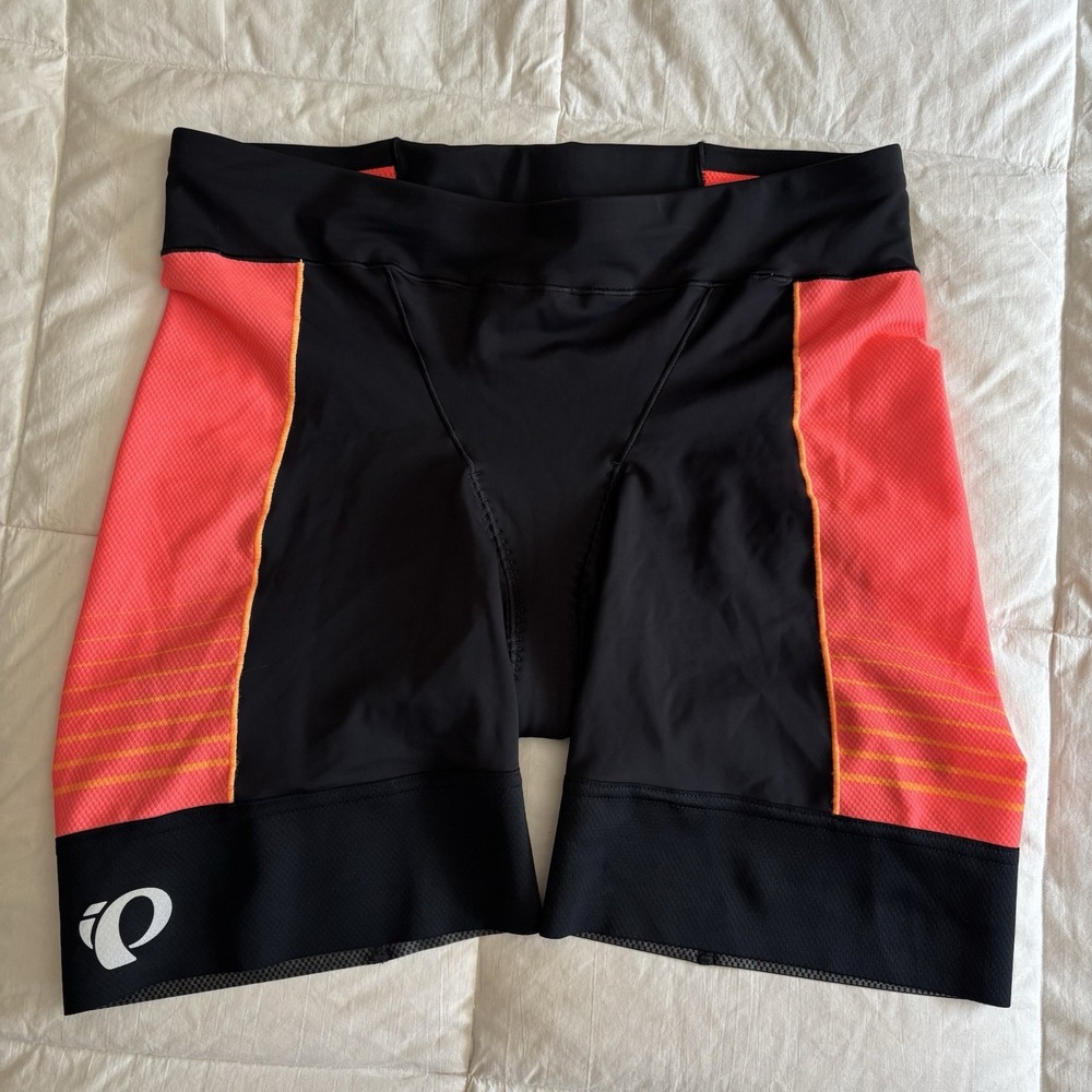 Pearl Izumi ELITE Pursuit Tri Short Women's XL Black Orange Pop Triathlete EUC